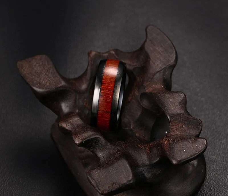 Retro Tungsten Carbide Wood Effect Ring Engagement