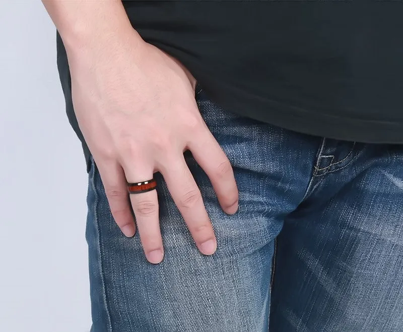 Retro Tungsten Carbide Wood Effect Ring Engagement