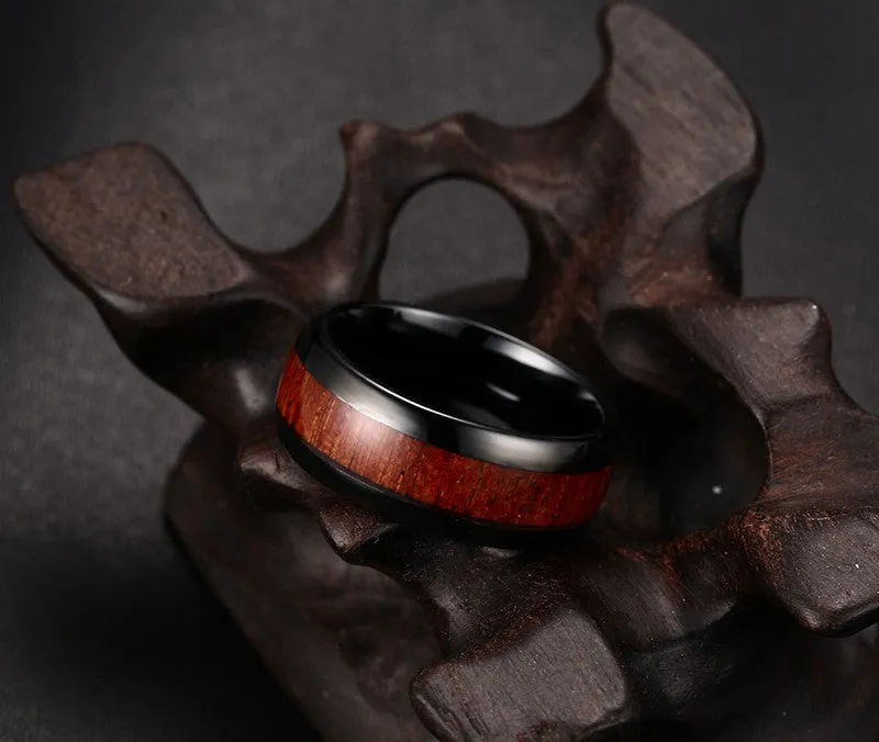 Retro Tungsten Carbide Wood Effect Ring Engagement