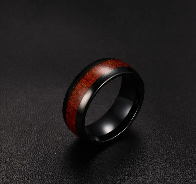 Retro Tungsten Carbide Wood Effect Ring Engagement