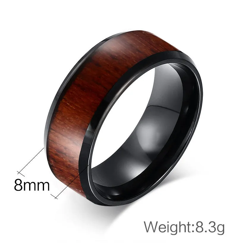 Retro Tungsten Carbide Wood Effect Ring Engagement