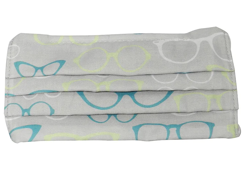Reusable Pleated Face Mask- Retro Glasses Pattern