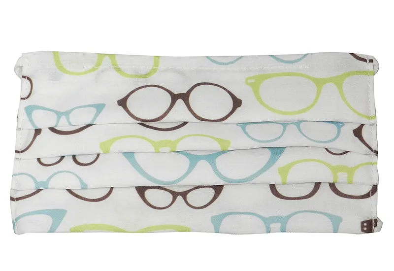 Reusable Pleated Face Mask- Retro Glasses Pattern