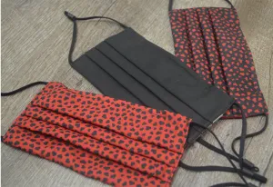 Reusable Pleated Face Masks, 3 Pack (Heart or Glasses Pattern)