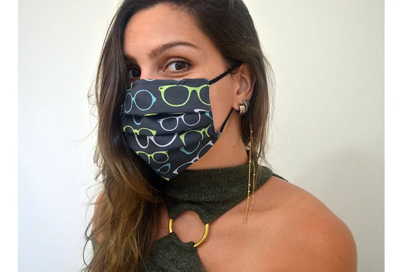Reusable Pleated Face Masks, 3 Pack (Heart or Glasses Pattern)