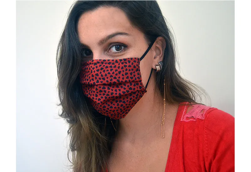 Reusable Pleated Face Masks, 3 Pack (Heart or Glasses Pattern)