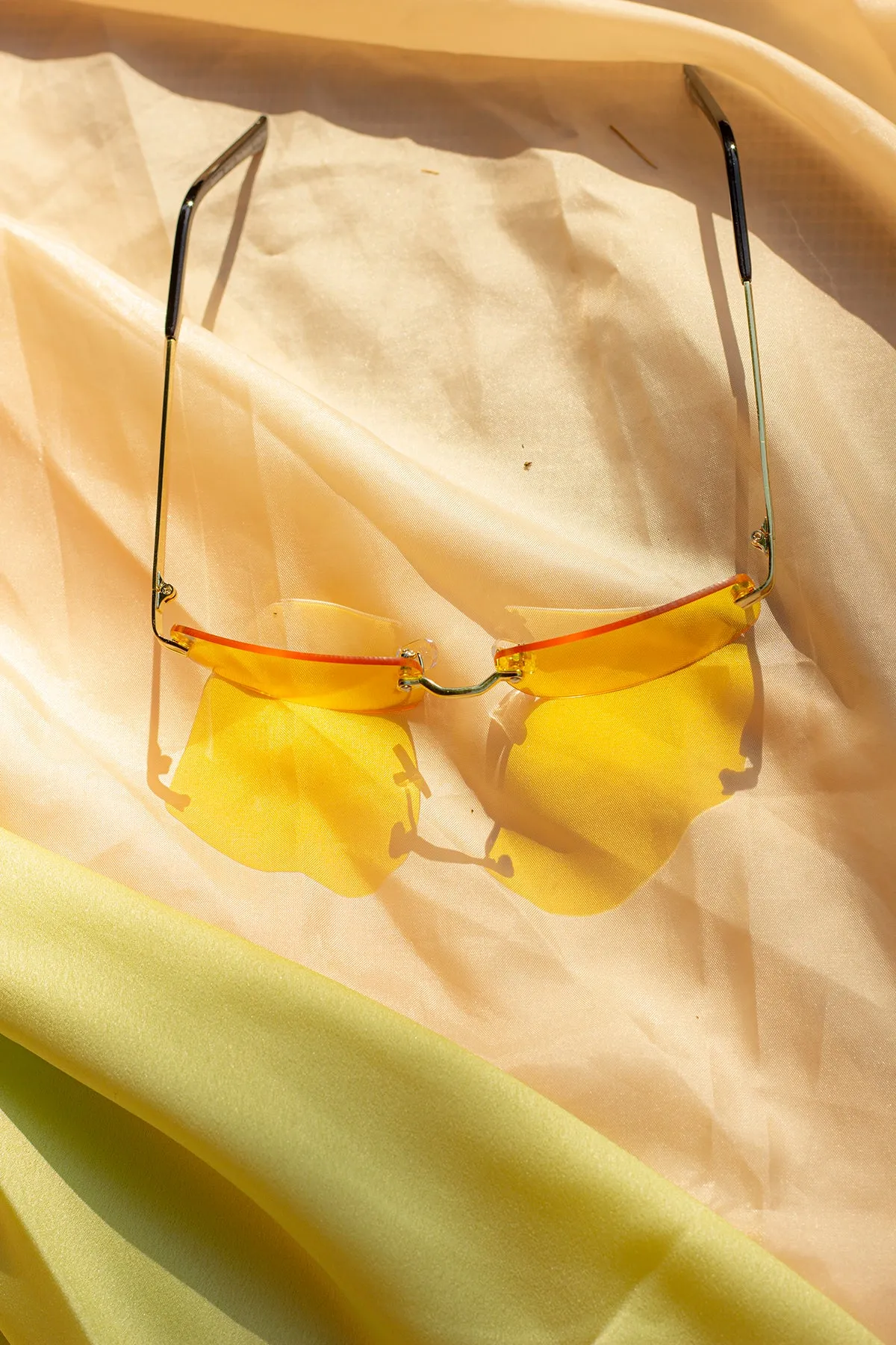 Rimless Rectangle Colour Tint Sunglasses