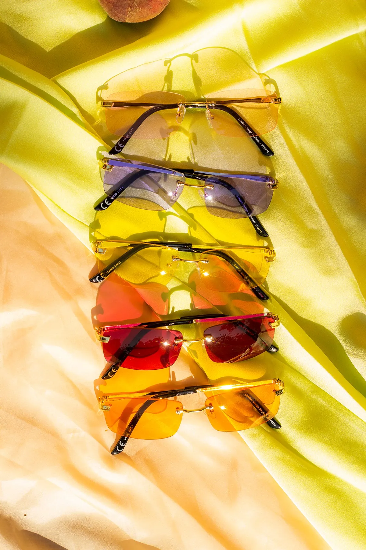Rimless Rectangle Colour Tint Sunglasses
