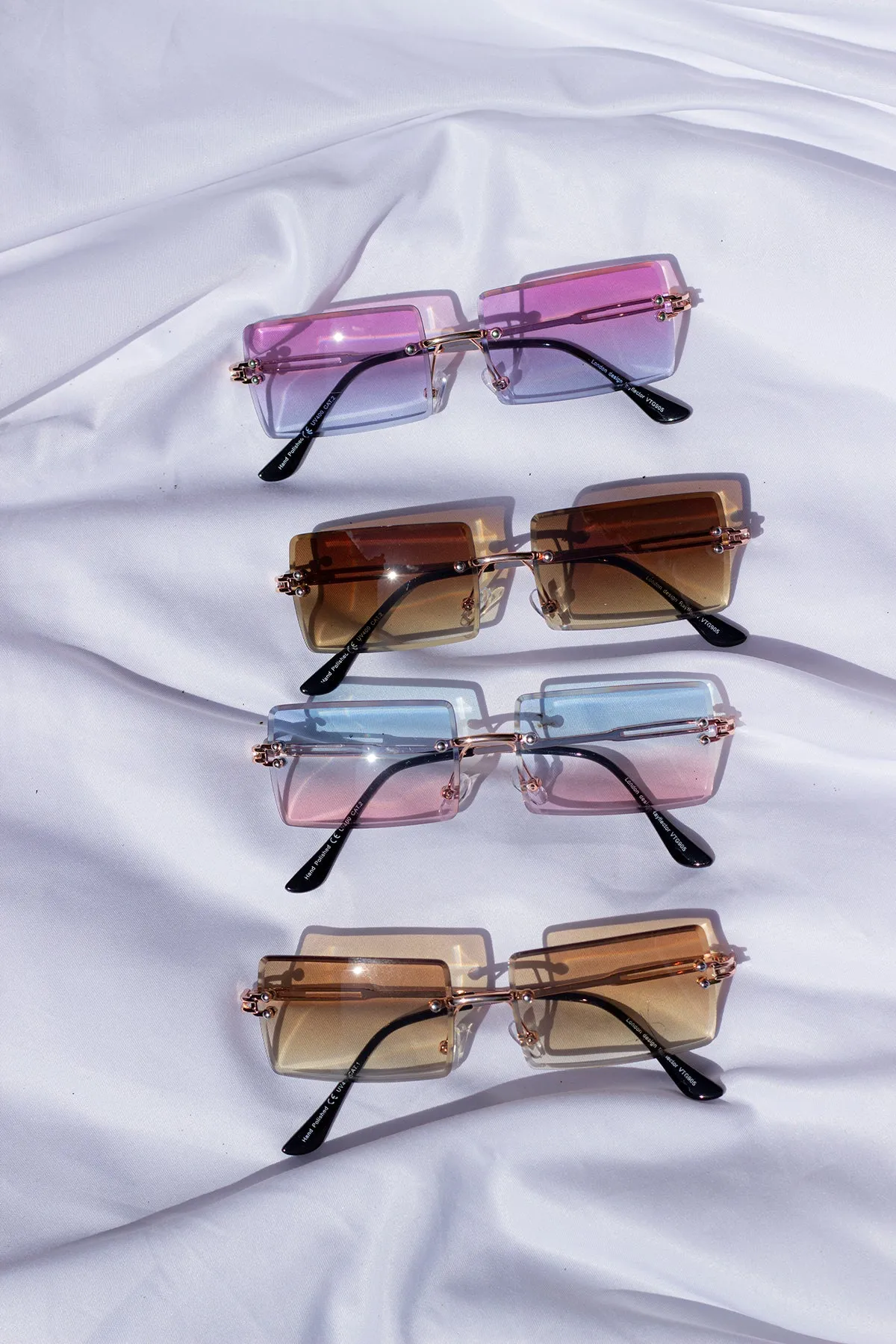 Rimless Rectangle Colour Tint Sunglasses