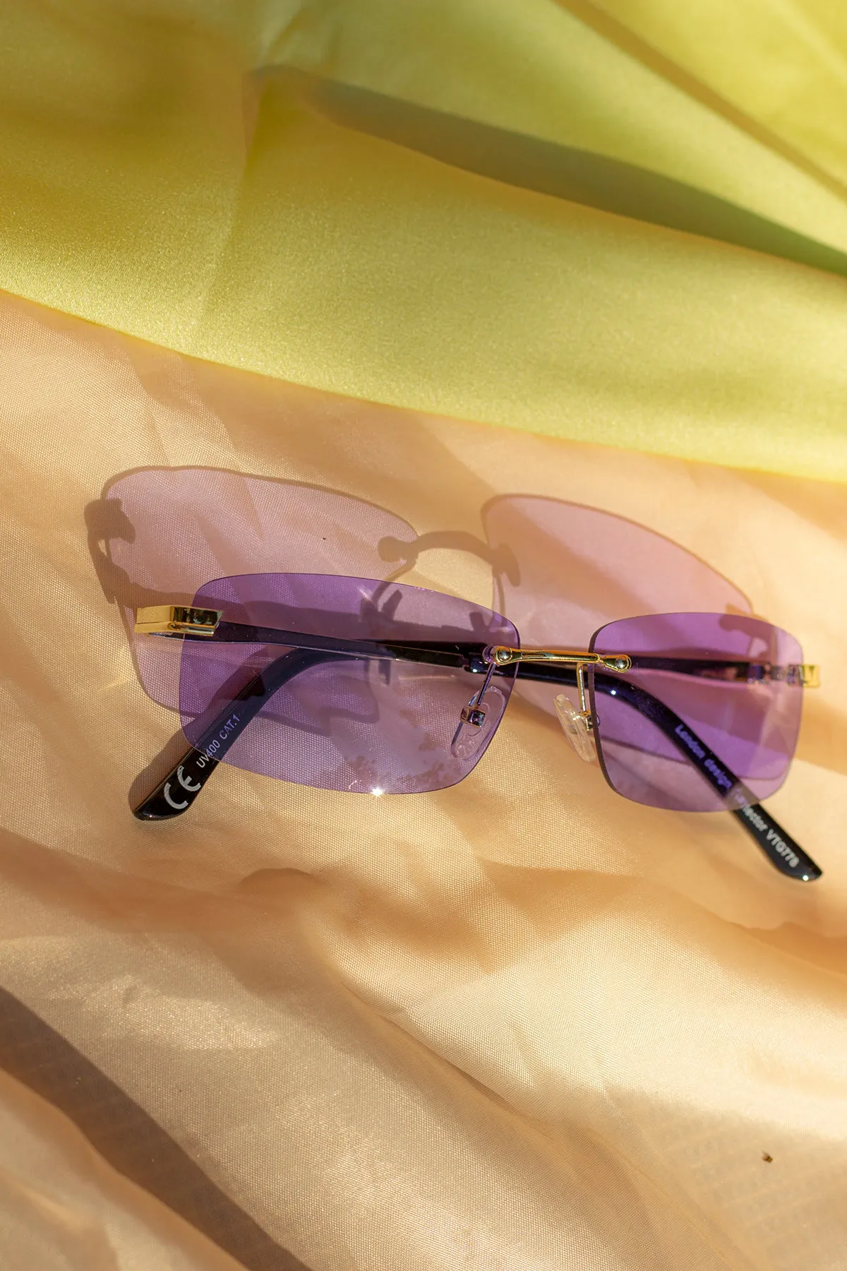 Rimless Rectangle Colour Tint Sunglasses