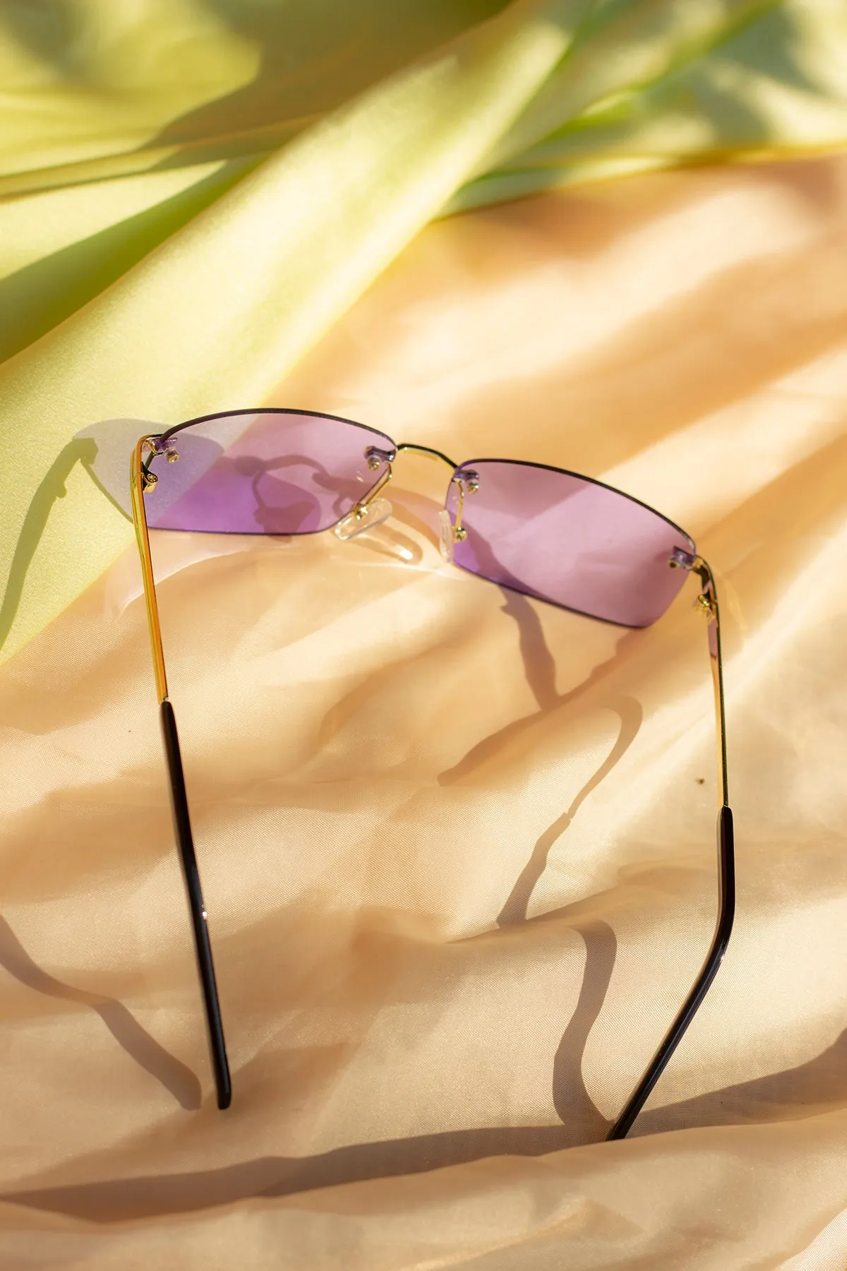 Rimless Rectangle Colour Tint Sunglasses