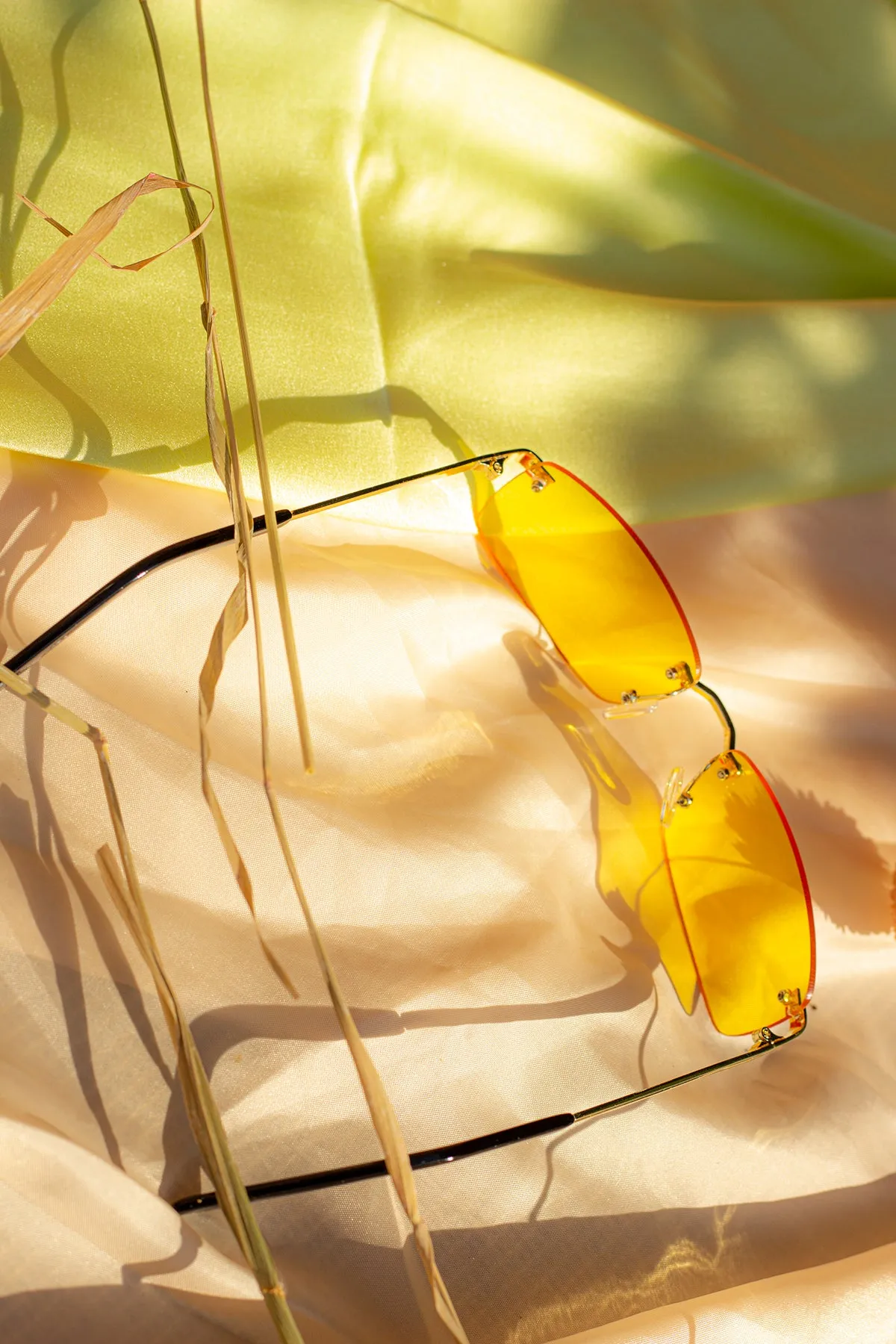 Rimless Rectangle Colour Tint Sunglasses