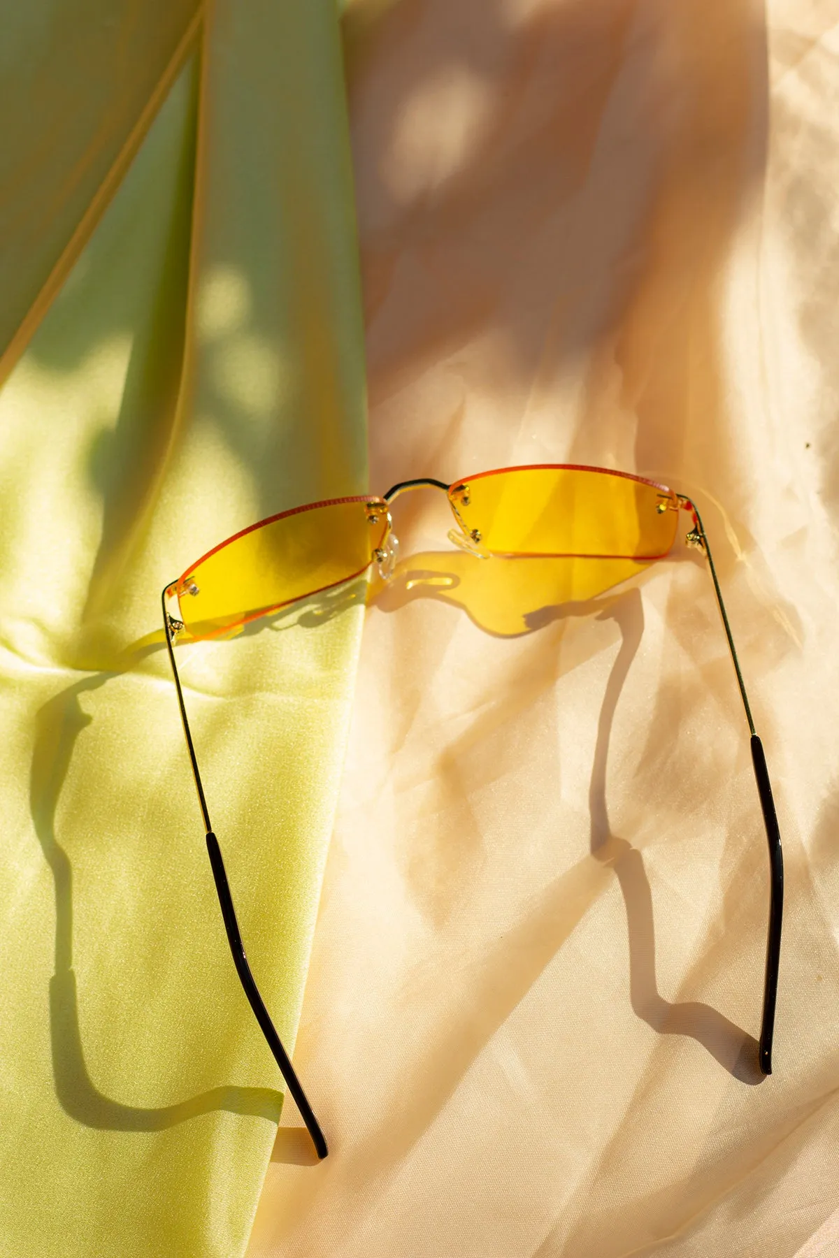 Rimless Rectangle Colour Tint Sunglasses