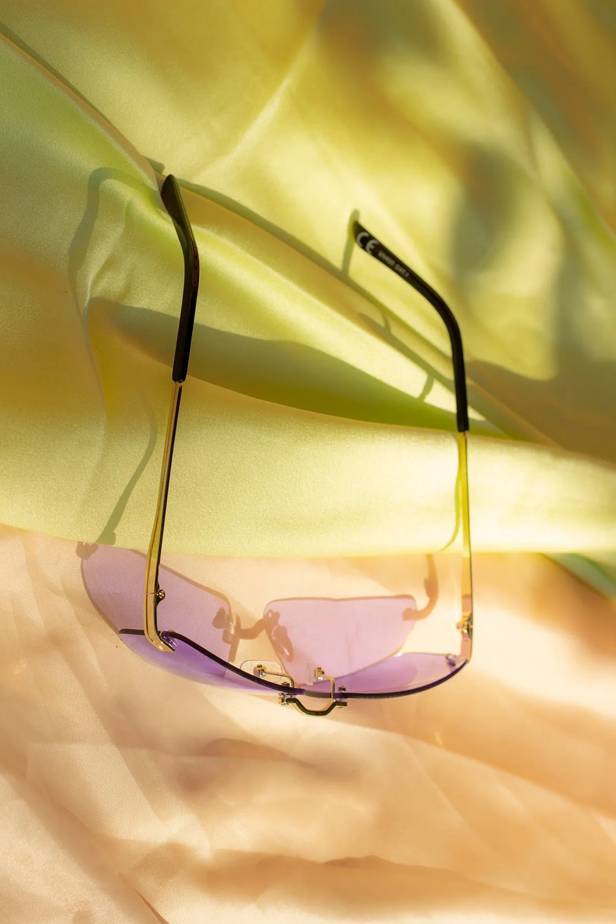 Rimless Rectangle Colour Tint Sunglasses