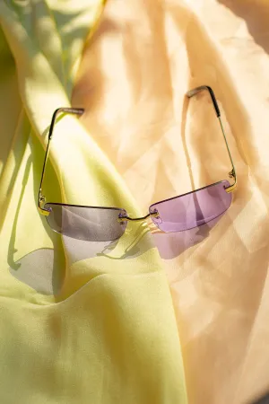 Rimless Rectangle Colour Tint Sunglasses