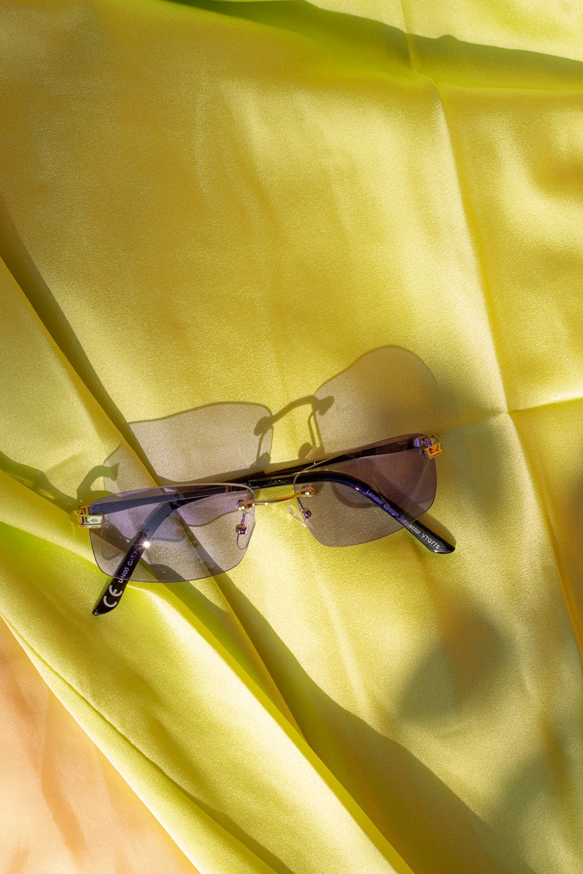 Rimless Rectangle Colour Tint Sunglasses