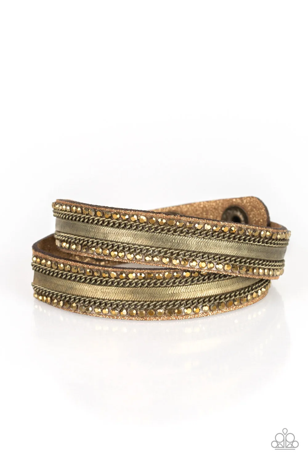 Rocker Rivalry - Brass Snap Bracelet - Paparazzi Accessories