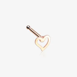 Rose Gold Dainty Heart Icon Nose Stud Ring