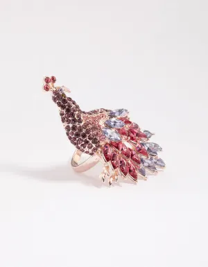 Rose Gold Sparkly Peacock Ring
