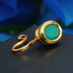 Round Green Crystal Nose Pin