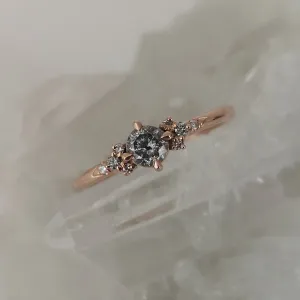 Salt and pepper diamonds engagement ring, Dainty diamond ring, rose gold diamond ring, alternative diamond wedding ring
