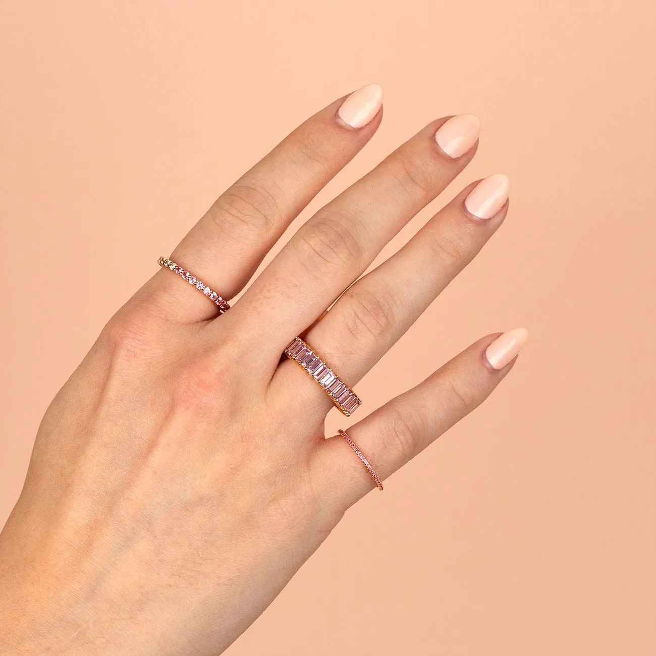 Sapphire Pink Colored Band 14K