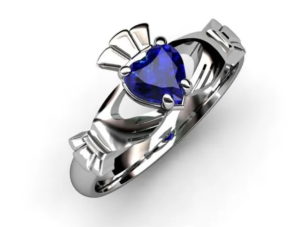 SAPPHIRE PLATINUM Claddagh Ring