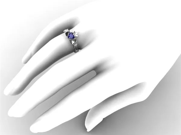 SAPPHIRE PLATINUM Claddagh Ring
