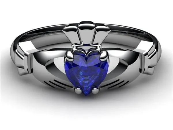 SAPPHIRE PLATINUM Claddagh Ring