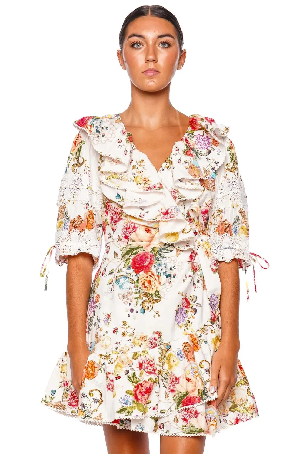 Sew Yesterday Puff Sleeve Wrap Mini Dress