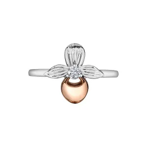 Shelly Purdy 14K White and Rose Gold Prince Edward Island Lady's Slipper (0.10ct) Canadian Maple Leaf Diamond Ring