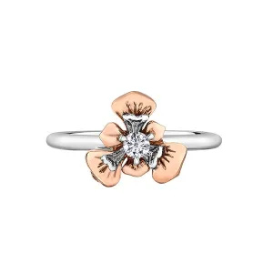 Shelly Purdy 14K White and Rose Gold Quebec Blue Flag Iris (0.10ct) Canadian Maple Leaf Diamond Ring