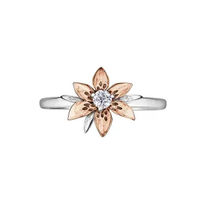 Shelly Purdy 14K White and Rose Gold Saskatchewan Western Red Lily (0.10ct) Canadian Maple Leaf Diamond Ring