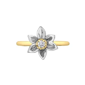 Shelly Purdy 14K Yellow and White Gold Manitoba Crocus (0.10ct) Canadian Maple Leaf Diamond Ring