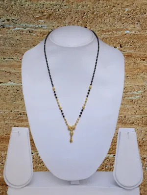 Short Mangalsutra Designs Gold Plated Latest Black Bead 3 Golden Mani Latkan 18 Inches Mangalsutra