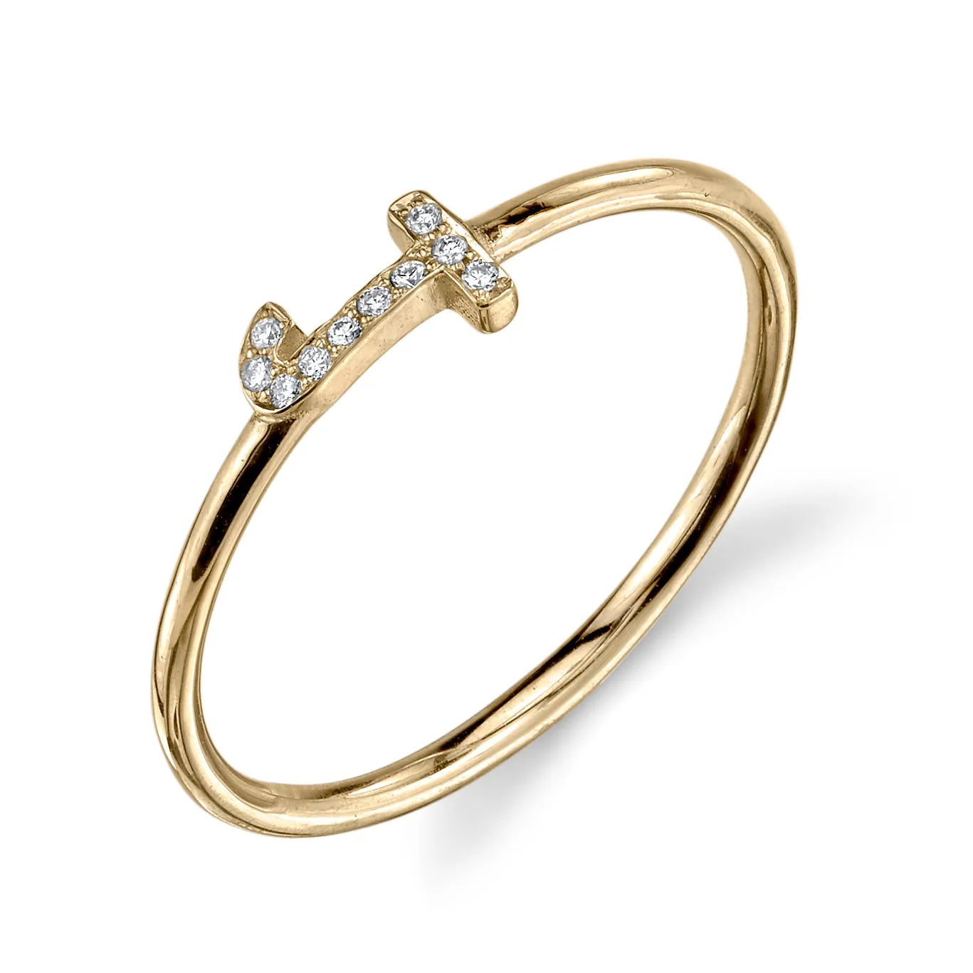 Sideways Pave Initial Ring