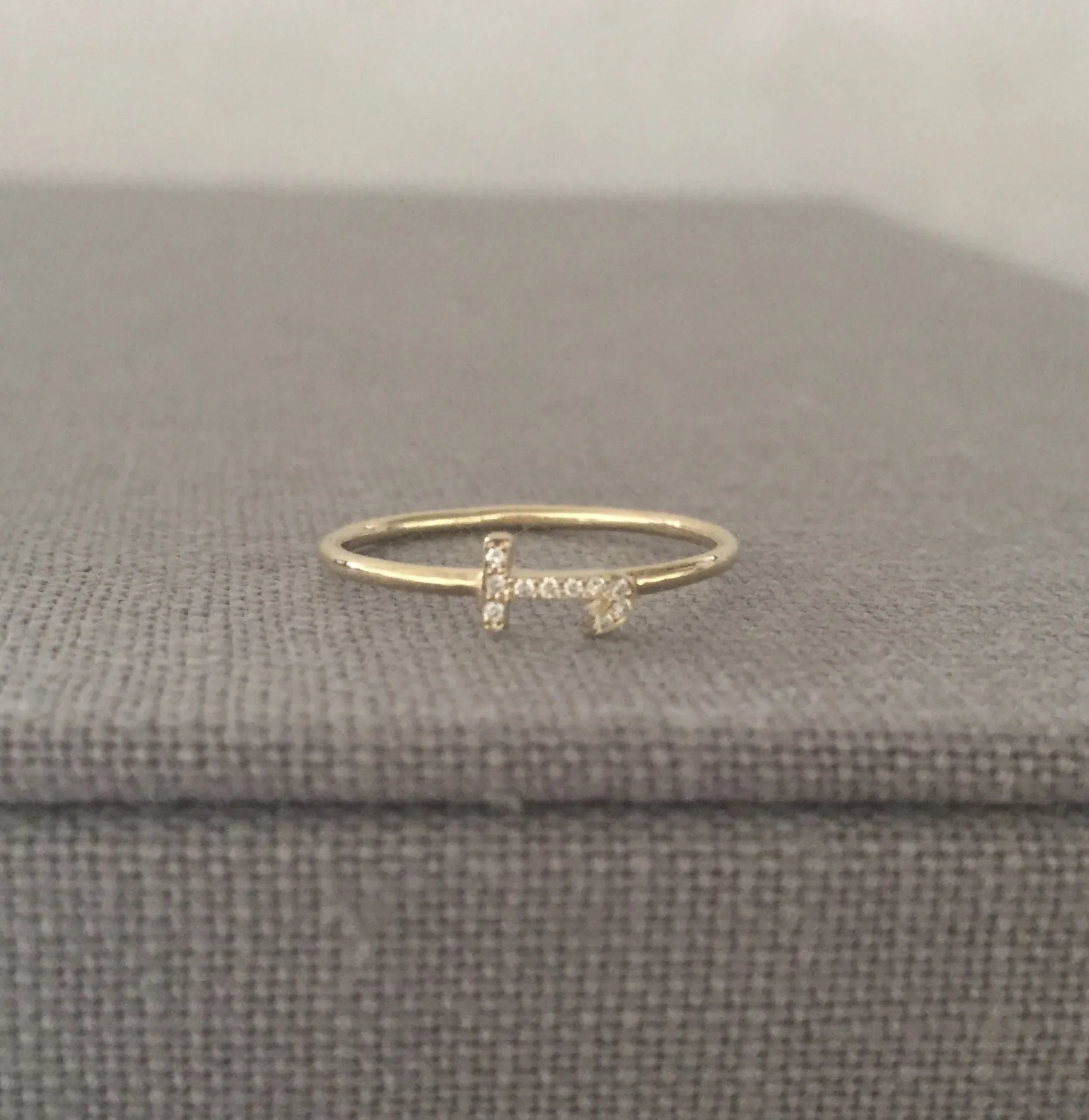 Sideways Pave Initial Ring