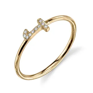Sideways Pave Initial Ring