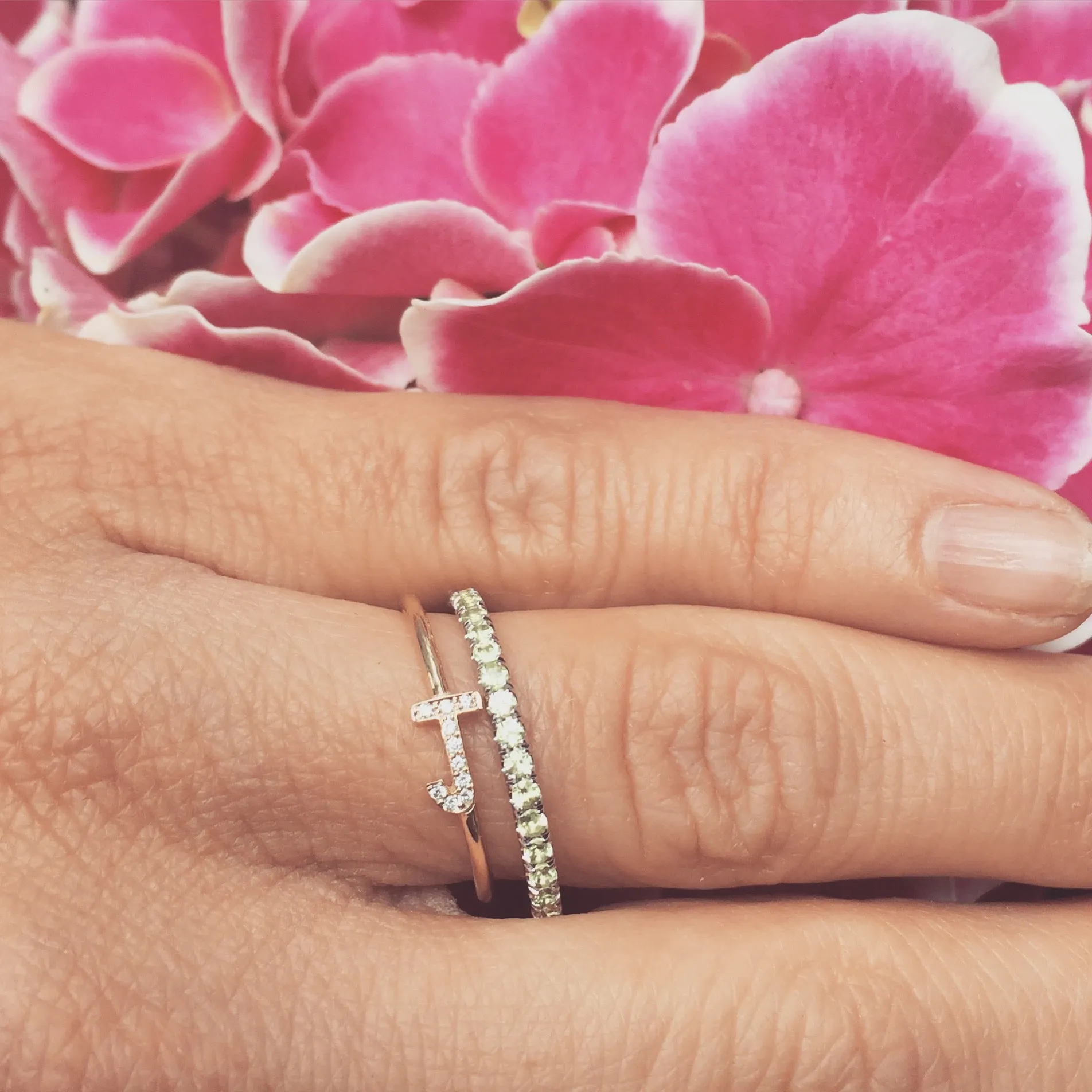 Sideways Pave Initial Ring