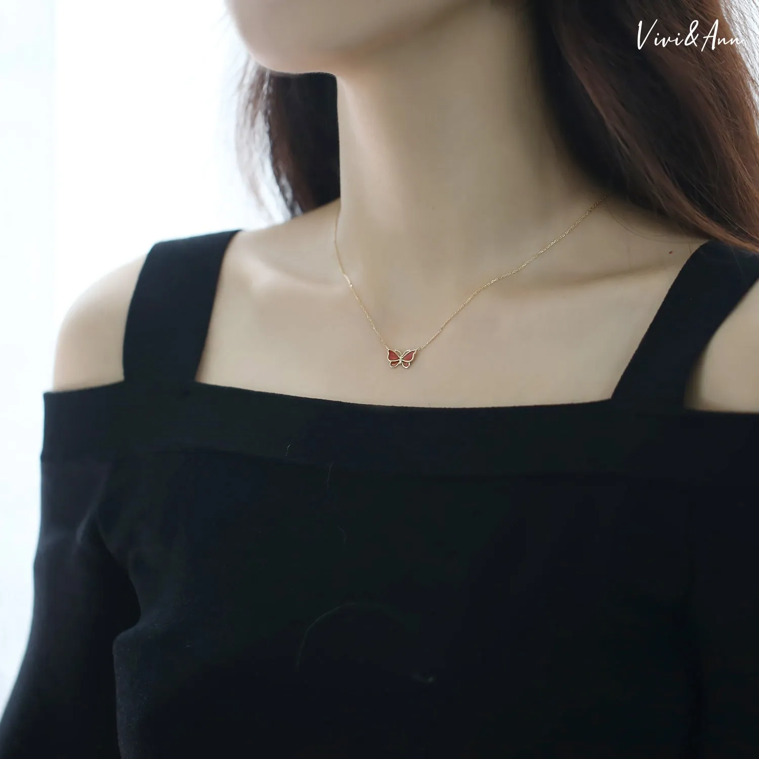 Signature Guilloché Enamel Butterfly 18K Gold Necklace