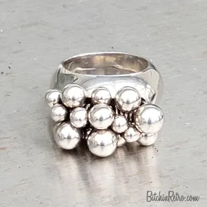 Silpada Sterling Silver Cha Cha Ring With Beaded Ball Accents