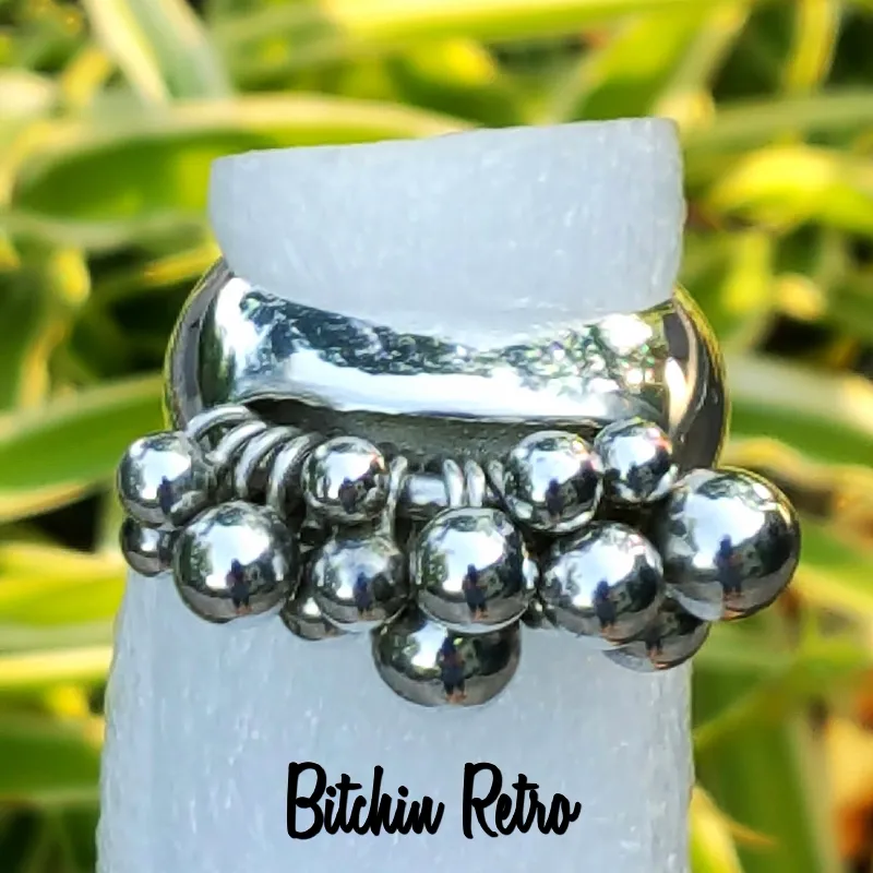 Silpada Sterling Silver Cha Cha Ring With Beaded Ball Accents