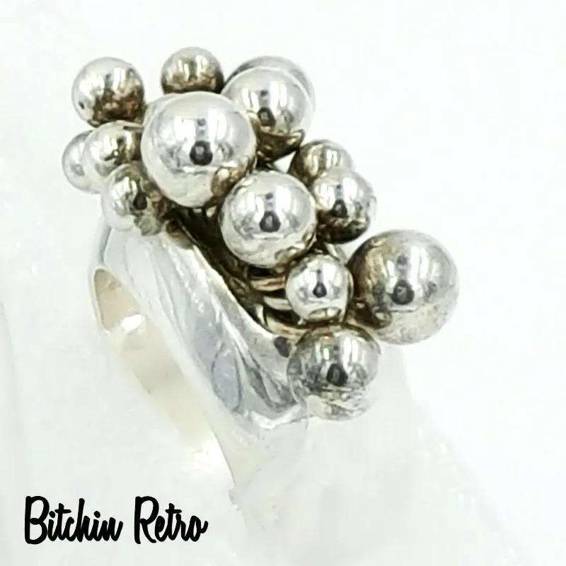 Silpada Sterling Silver Cha Cha Ring With Beaded Ball Accents