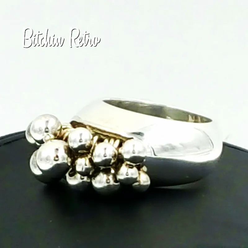 Silpada Sterling Silver Cha Cha Ring With Beaded Ball Accents