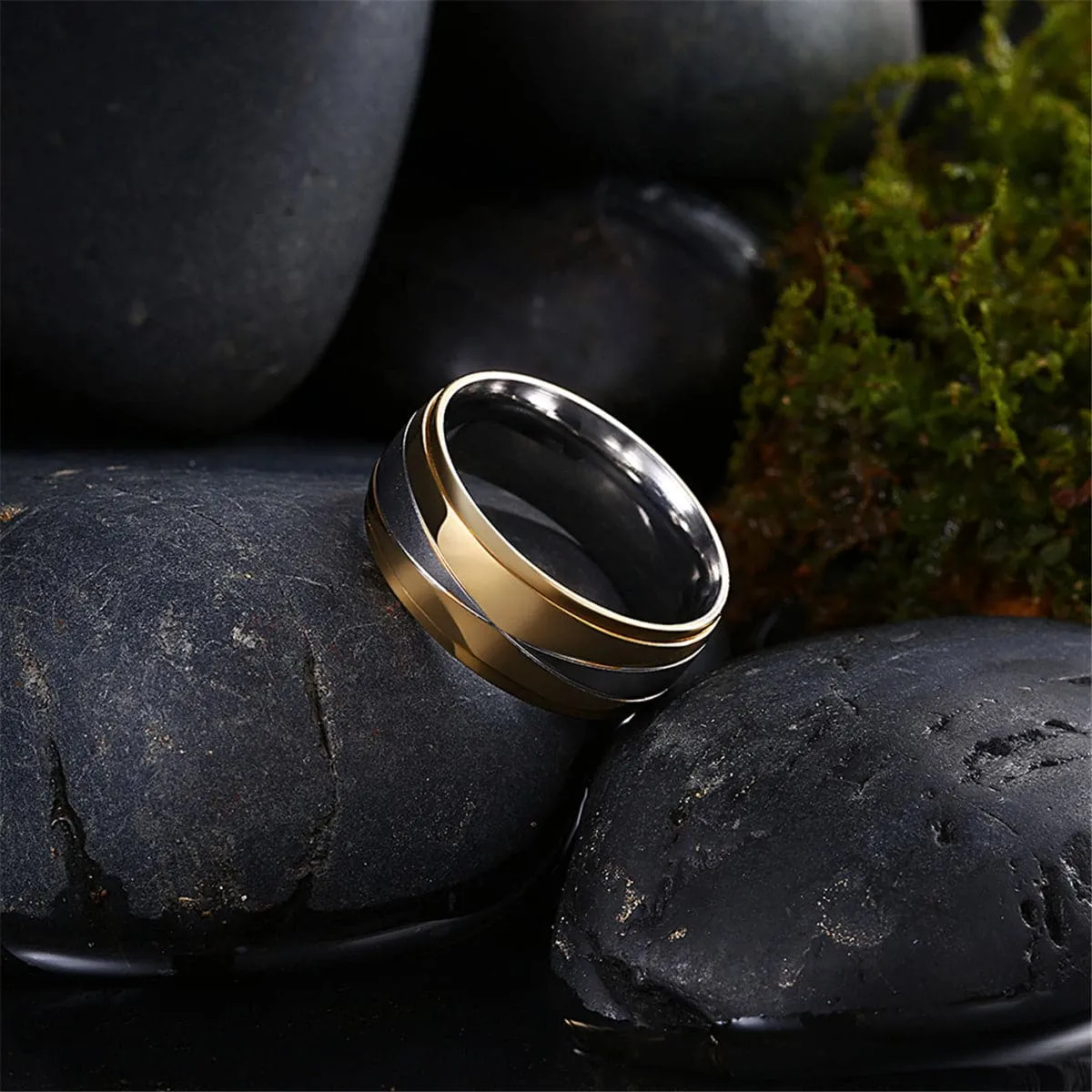 Silver-Plated & 18K Gold-Plated Rounded Band Ring