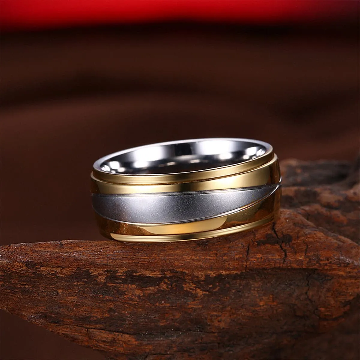 Silver-Plated & 18K Gold-Plated Rounded Band Ring