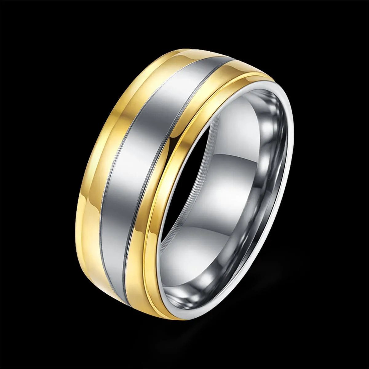 Silver-Plated & 18K Gold-Plated Rounded Band Ring