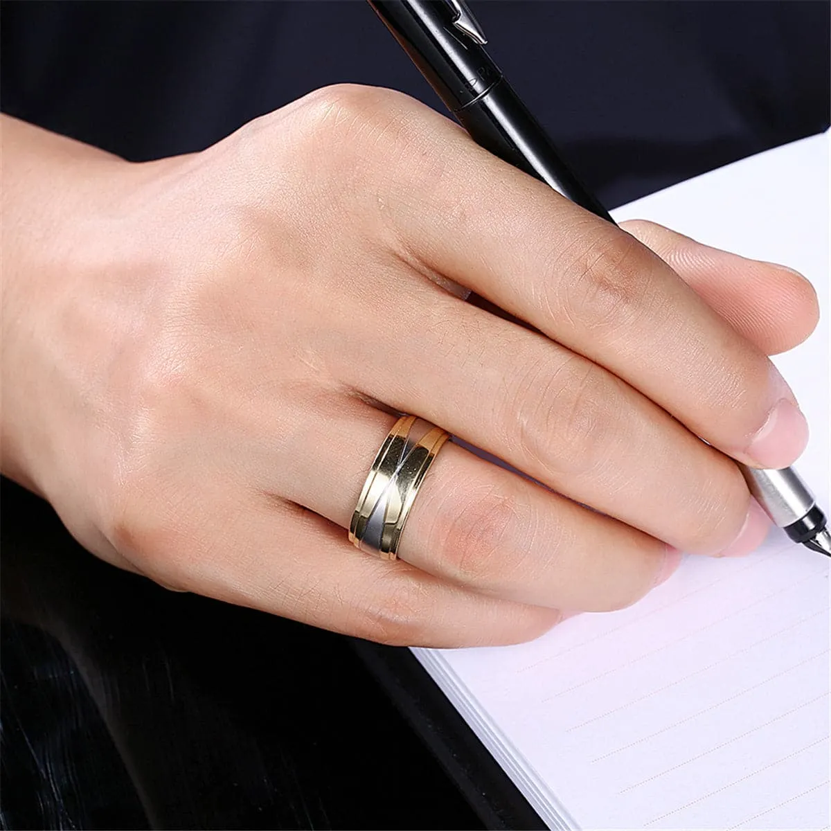 Silver-Plated & 18K Gold-Plated Rounded Band Ring