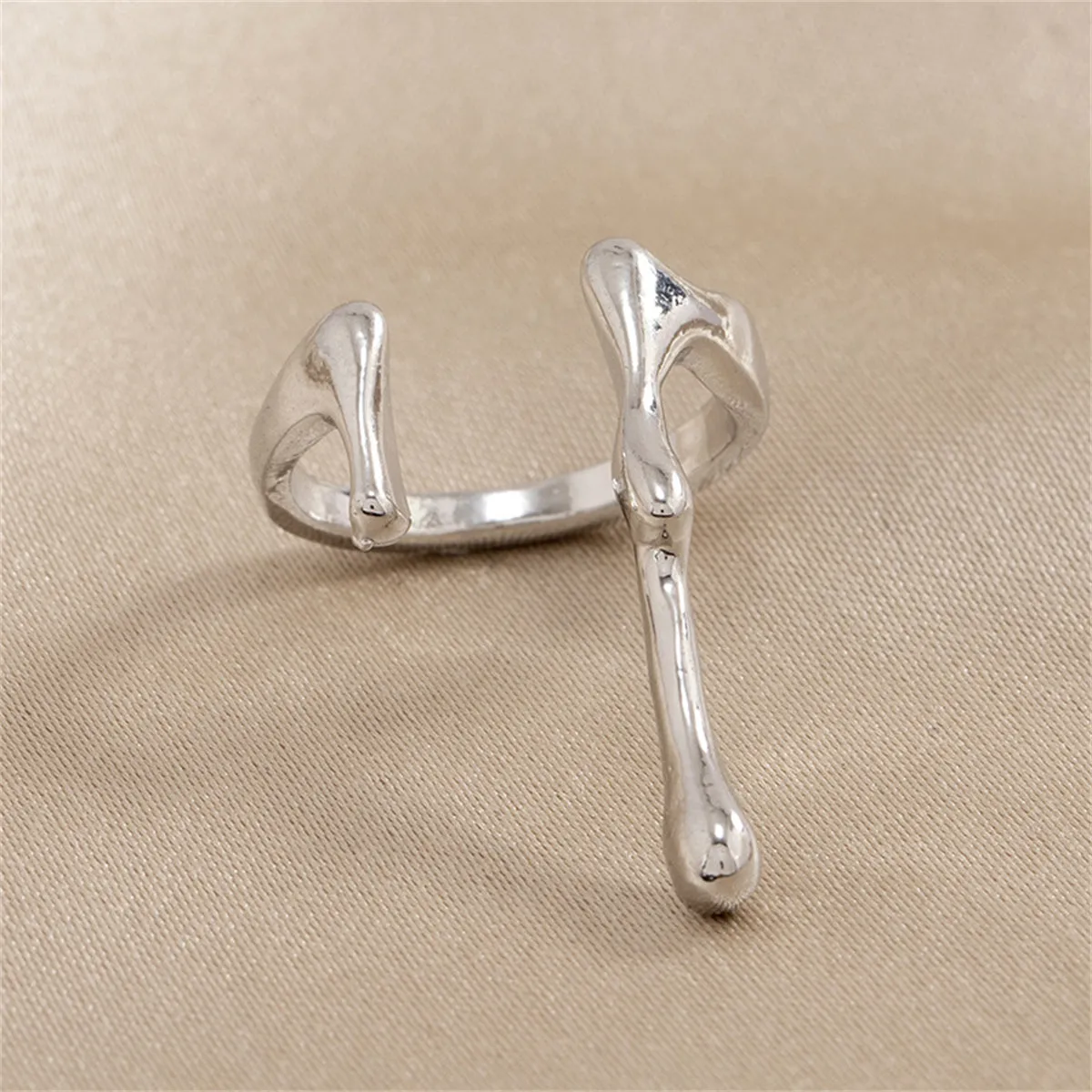Silver-Plated Bar Open Ring