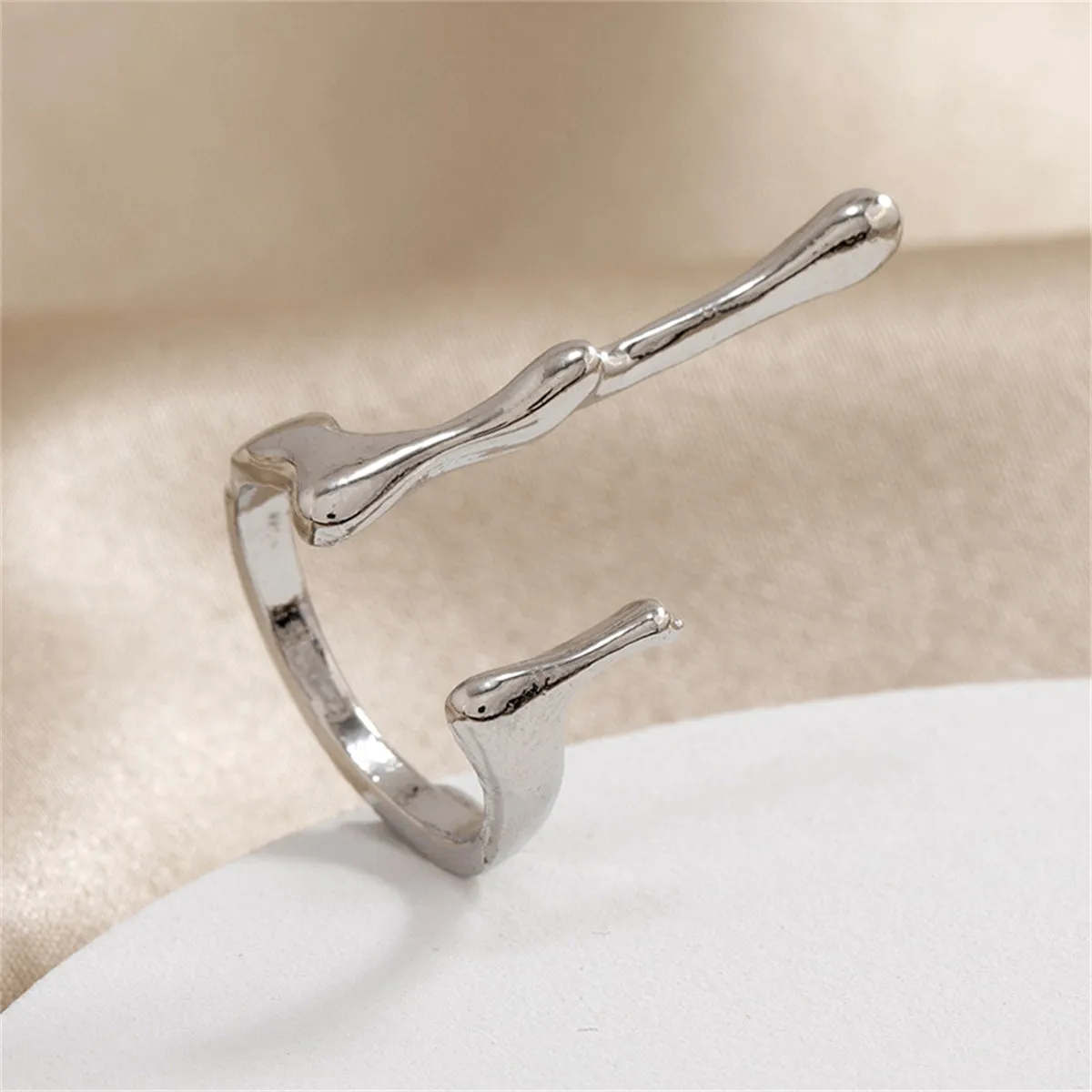 Silver-Plated Bar Open Ring